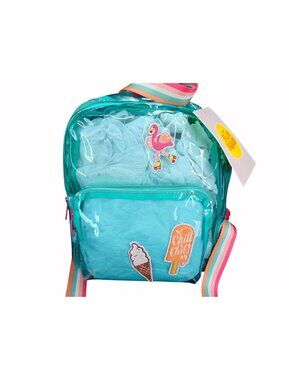 Sun Squad Clear Plastic Mini Backpack Green Popsicle Rainbow Concert Flamingo